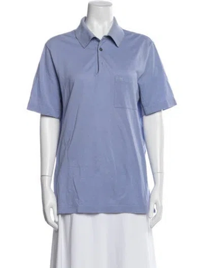 Pre-owned Hermes Short Sleeve Polo In Blue