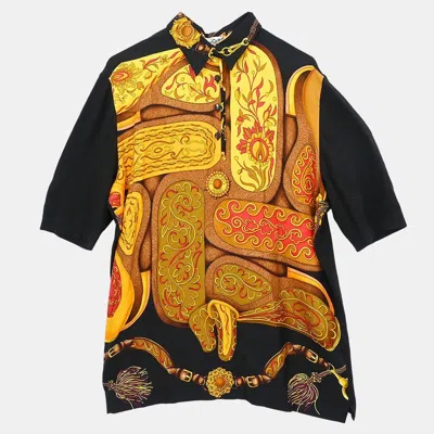 Pre-owned Hermes Short Sleeve Polo Shirt Top Black #m