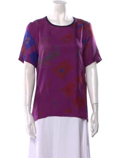 Pre-owned Hermes Short Sleeve Silk T-shirt In Purple