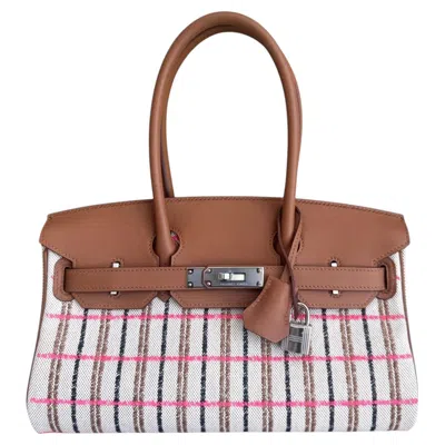 Pre-owned Hermes Shoulder Birkin 29 Gold Tan Toile Canvas Black Palladium Hw Bag