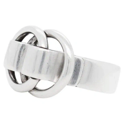 Pre-owned Hermes Signed  Sterling Silver Deux Anneaux Ring In Multi