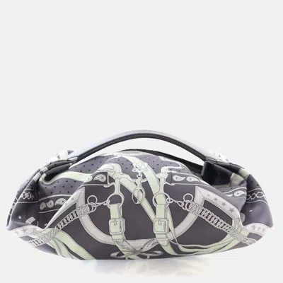 Pre-owned Hermes Silk Balusoie Bag In Green