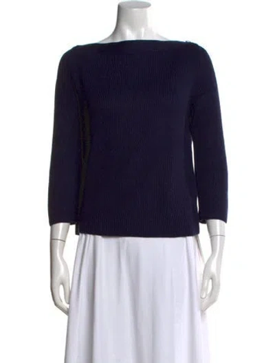 Pre-owned Hermes Silk Bateau Neckline Sweater In Blue