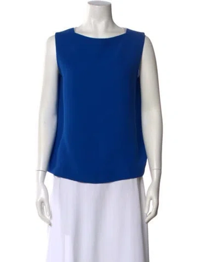 Pre-owned Hermes Silk Bateau Neckline Top In Blue