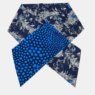 Pre-owned Hermes Hermès Silk Blue Maxi Twilly