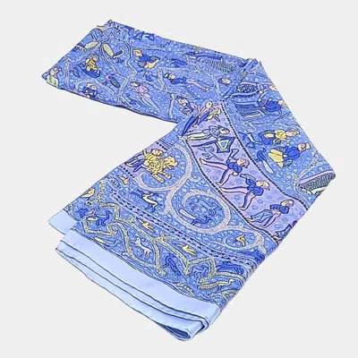 Pre-owned Hermes Hermès Silk Blue Scarf