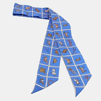 Pre-owned Hermes Silk Blue Twilly Scarf