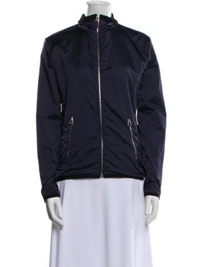 Pre-owned Hermes Silk Bomber Jacket In Blue