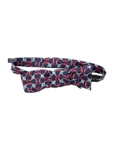 Pre-owned Hermes Silk Bow Tie In Blue