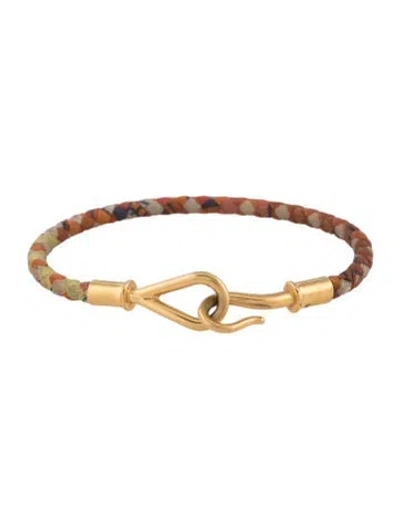 Pre-owned Hermes Silk Braided Jumbo Hook Bracelet In Multi