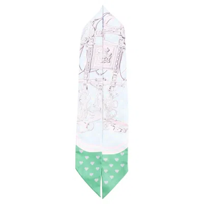 Pre-owned Hermes Silk Brides De Gala Love Twilly Bleu Ciel Parme Vert Silk Scarf In Gray