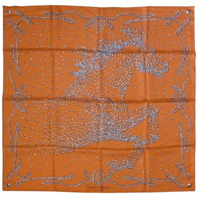 Pre-owned Hermes Silk Carre Scarf "cheval De Légende" By Benoit Pierre Emery In Brown