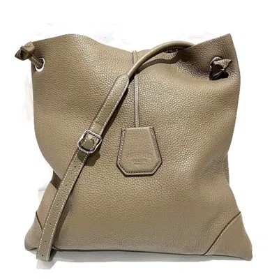 Hermes Hermès Silk City Brown Leather Shoulder Bag ()