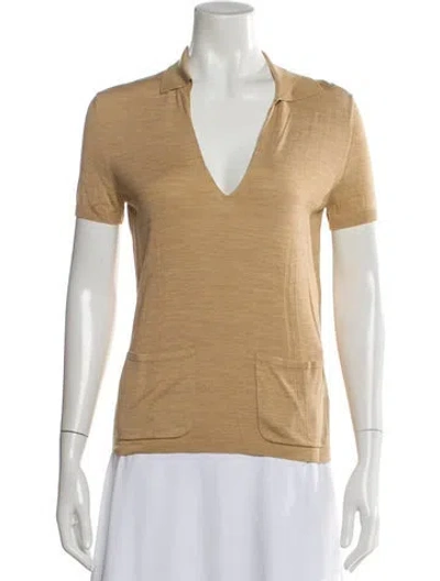 Pre-owned Hermes Silk Collar Polo Shirt In Neutral