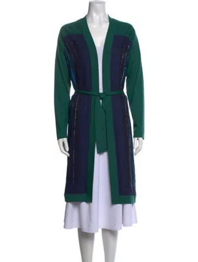 Pre-owned Hermes Silk Colorblock Pattern Sweater In Green