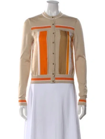 Pre-owned Hermes Silk Colorblock Pattern Sweater In Neutral