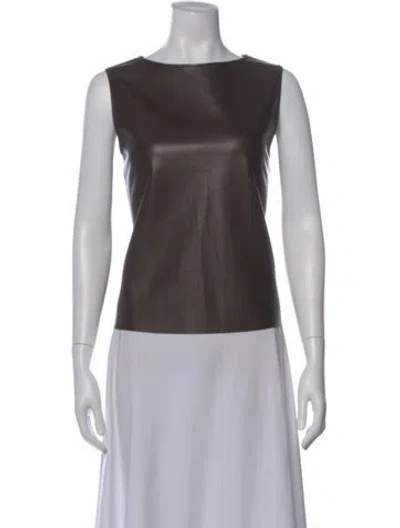 Pre-owned Hermes Silk Crew Neck Top In Brown