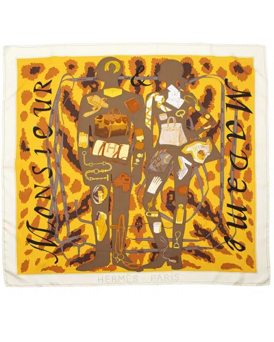 Pre-owned Hermes Hermès Silk Gavroche Monsieur Et Madame Scarf (authentic Pre-loved)