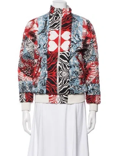 Pre-owned Hermes Silk Graphic Print Bomber Jacket In Red