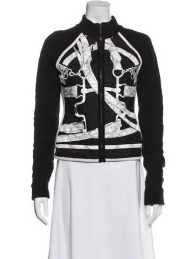 Pre-owned Hermes Silk Graphic Print Jacket In Black