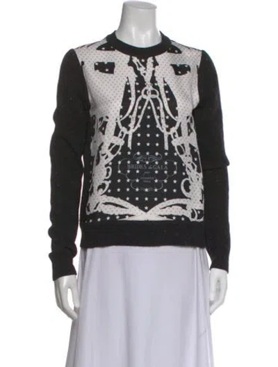 Pre-owned Hermes Silk Graphic Print Sweater In Black