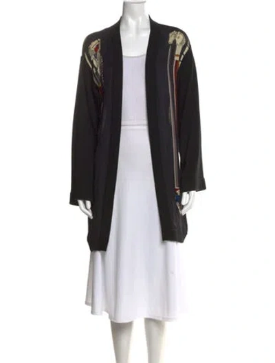 Pre-owned Hermes Silk Graphic Print Sweater In Black