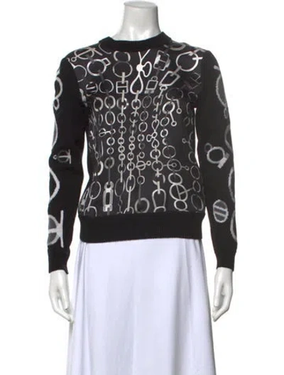 Pre-owned Hermes Silk Graphic Print Sweater In Black