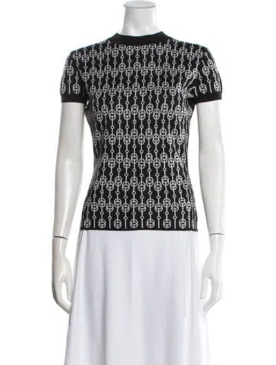 Pre-owned Hermes Silk Graphic Print Sweater In Black