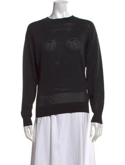 Pre-owned Hermes Silk Graphic Print Sweater In Black