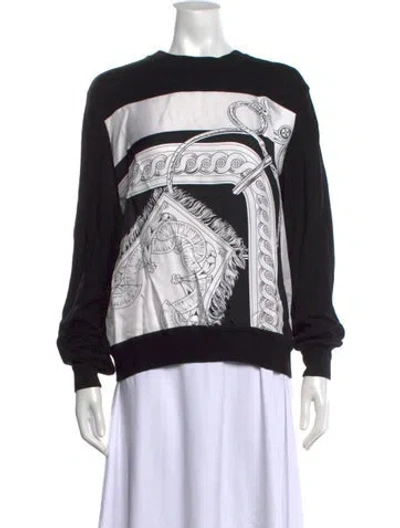Pre-owned Hermes Silk Graphic Print Sweater In Black