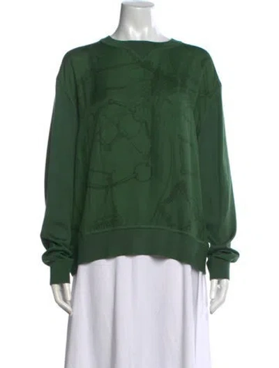 Pre-owned Hermes Silk Graphic Print Sweater In Green