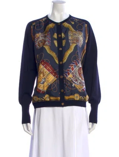 Pre-owned Hermes Silk Graphic Print Sweater In Multi