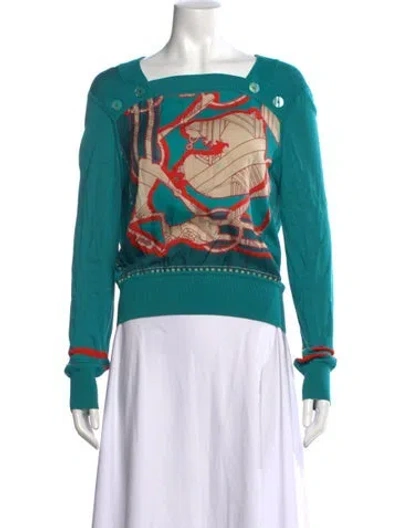 Pre-owned Hermes Silk Graphic Print Sweater In Multi