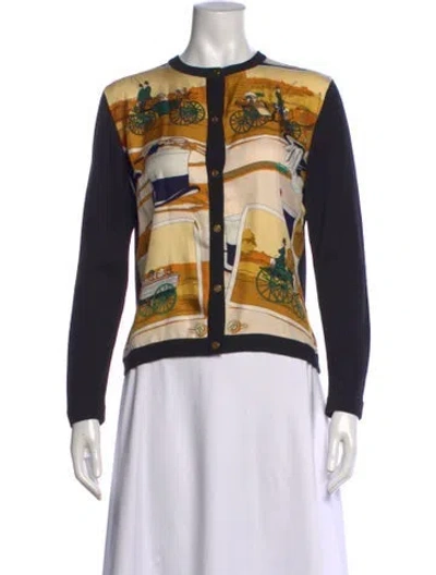 Pre-owned Hermes Silk Graphic Print Sweater In Multi