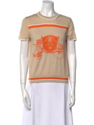 Pre-owned Hermes Silk Graphic Print Sweater In Neutral