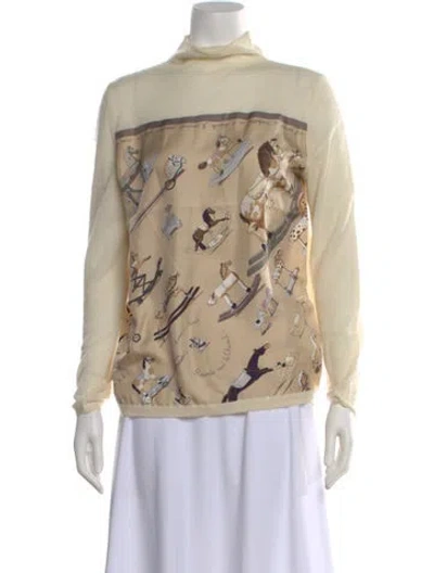 Pre-owned Hermes Silk Graphic Print Sweater In Neutral