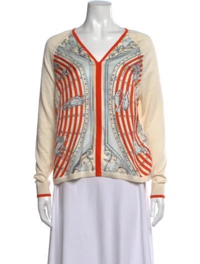 Pre-owned Hermes Silk Graphic Print Sweater In Neutrals