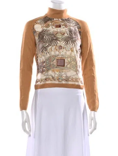 Pre-owned Hermes Silk Graphic Print Sweater In Neutrals