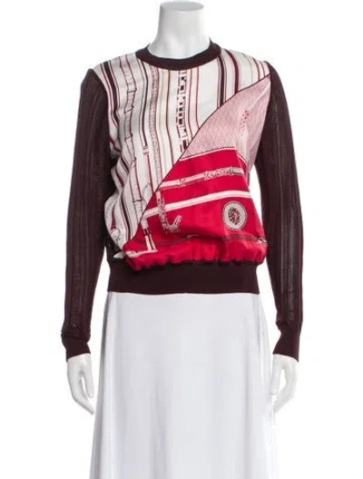 Pre-owned Hermes Silk Graphic Print Sweater In Pink