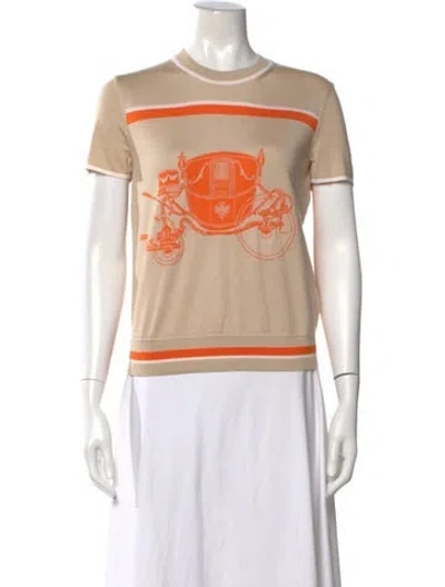 Pre-owned Hermes Silk Graphic Print Sweater W/ Tags In Neutral