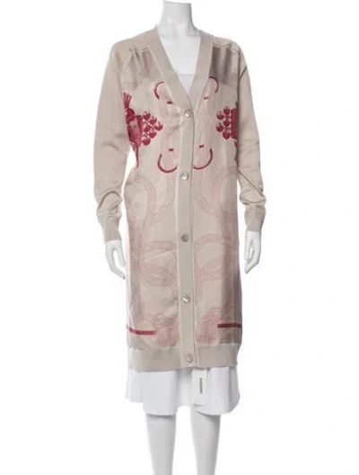 Pre-owned Hermes Silk Graphic Print Sweater W/ Tags In Neutrals