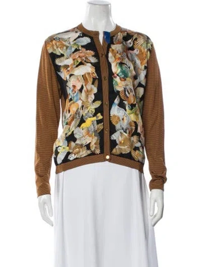 Pre-owned Hermes Silk Graphic Print Sweater In Yellow