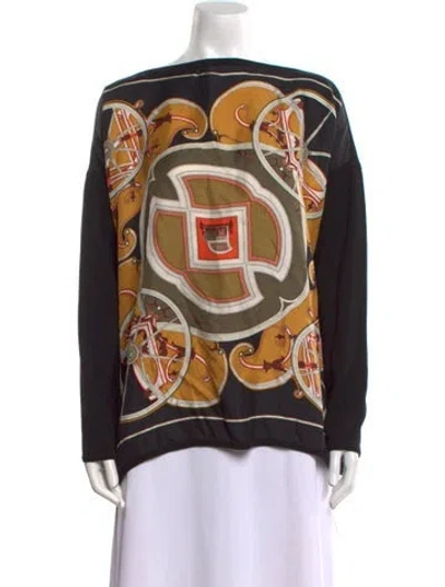 Pre-owned Hermes Silk Graphic Print Sweatshirt