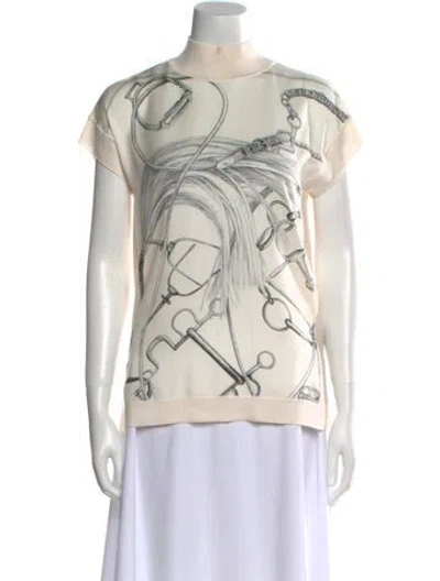 Pre-owned Hermes Silk Graphic Print Sweatshirt In Neutral