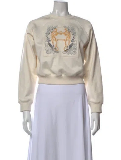 Pre-owned Hermes Silk Graphic Print Sweatshirt In Neutral