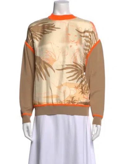 Pre-owned Hermes Silk Graphic Print Sweatshirt In Neutral