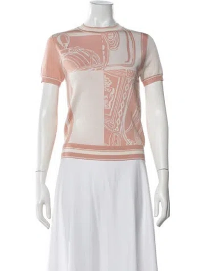 Pre-owned Hermes Silk Graphic Print Top In Multi
