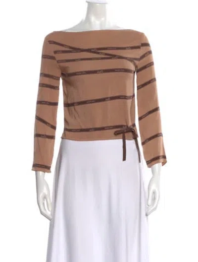 Pre-owned Hermes Silk Graphic Print Top In Neutral
