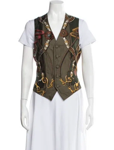 Pre-owned Hermes Silk Graphic Print Vest In Black