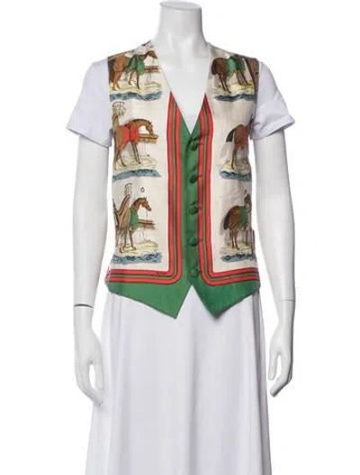 Pre-owned Hermes Silk Graphic Print Vest In Multi
